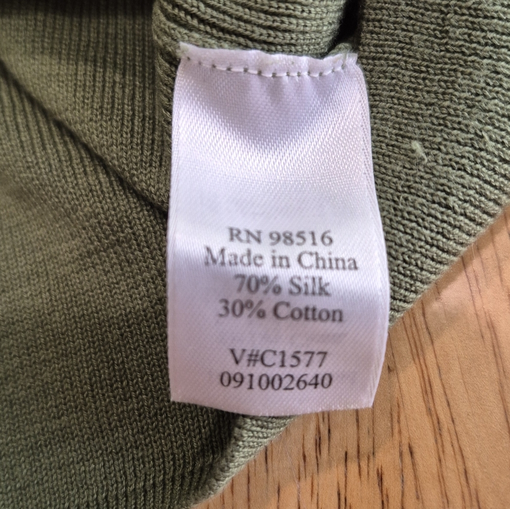 Euc Coldwater Creek Silk Blend Olive Green Sleeve… - image 4